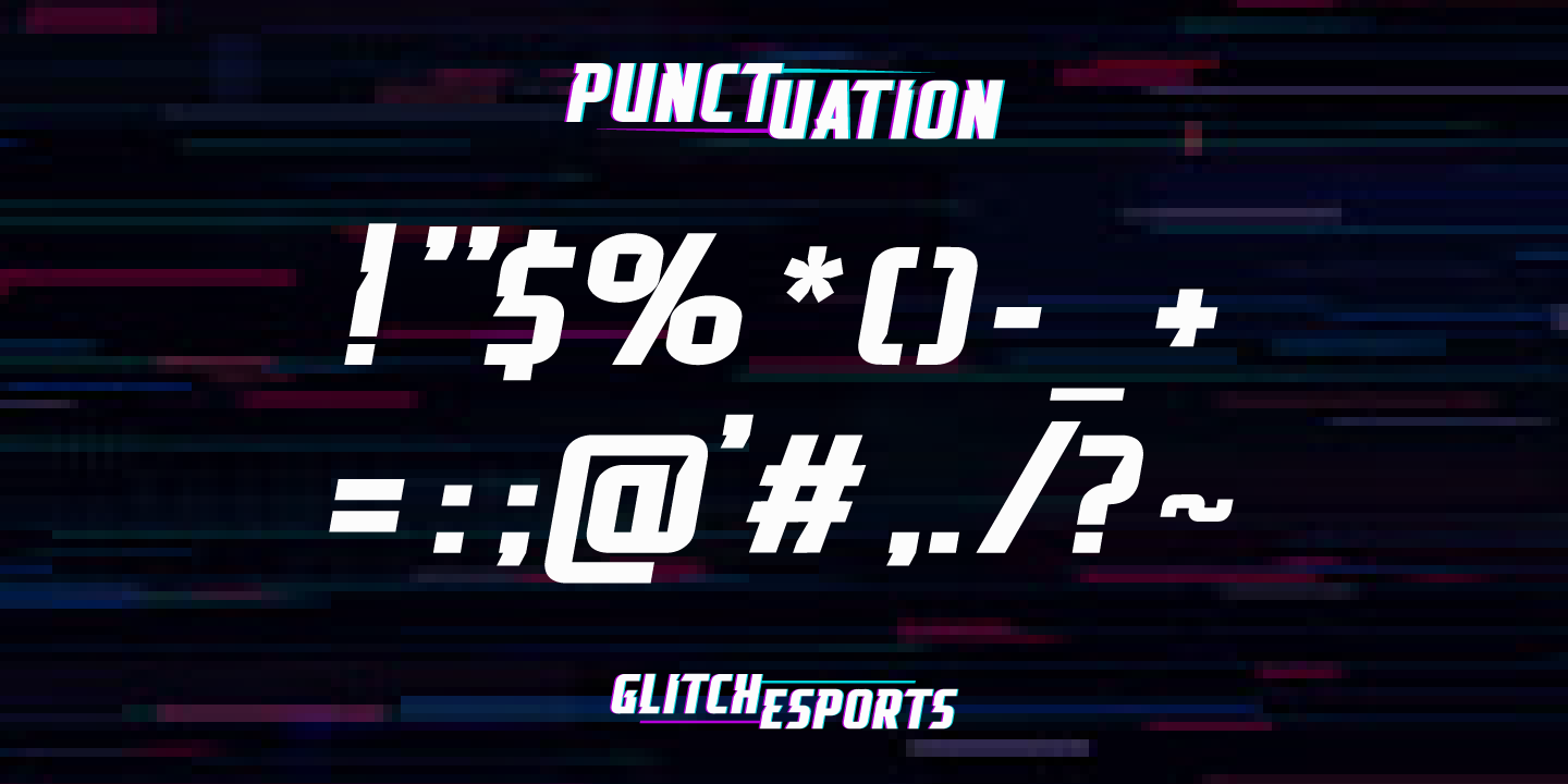 Przykład czcionki Glitch Esports Italic